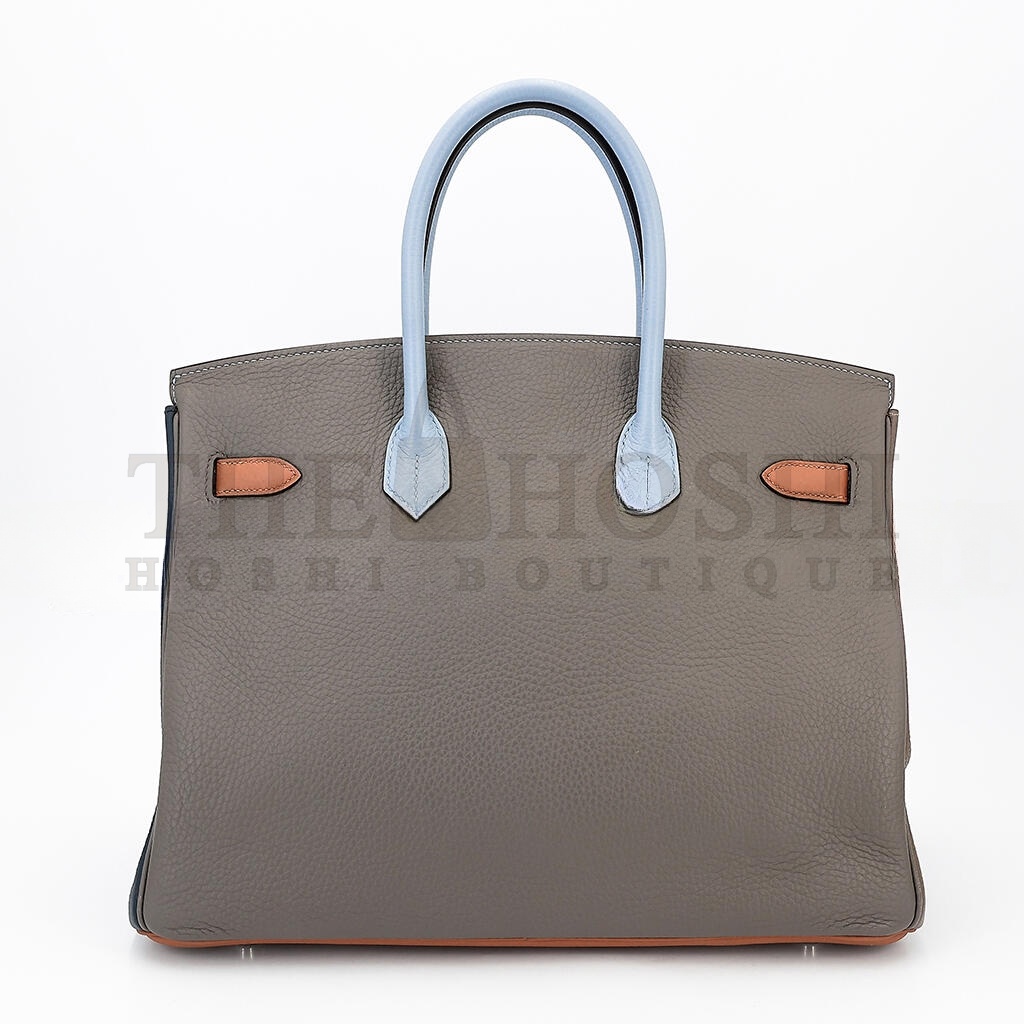 H**me5 BIRKIN 30 TOGO LEATHER GOLDEN BROWN LINEN BLUE GOLD BUCKLE BAG 5104823676 (30*23*15cm) Master Quality